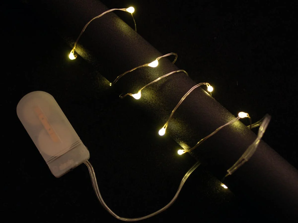 Wire Light LED Strand - 10 Warm White LEDs + Coin Cell Holder [Discontinued] - Image 4