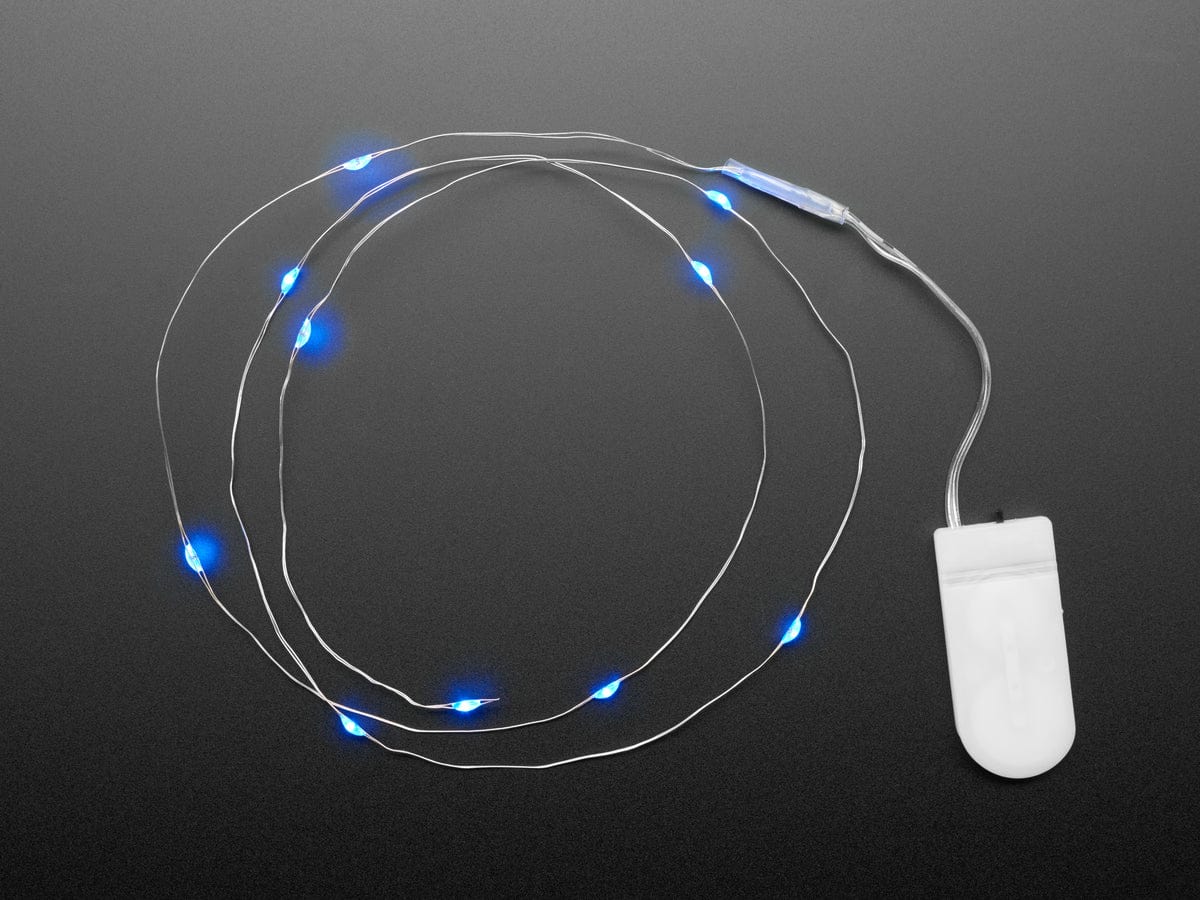 Wire Light LED Strand - 10 Blue LEDs + Coin Cell Holder [Discontinued] - Image 2