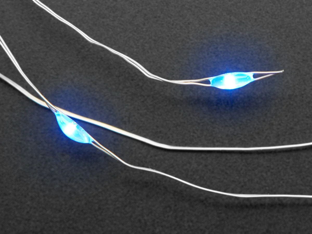 Wire Light LED Strand - 10 Blue LEDs + Coin Cell Holder [Discontinued] - Image 3