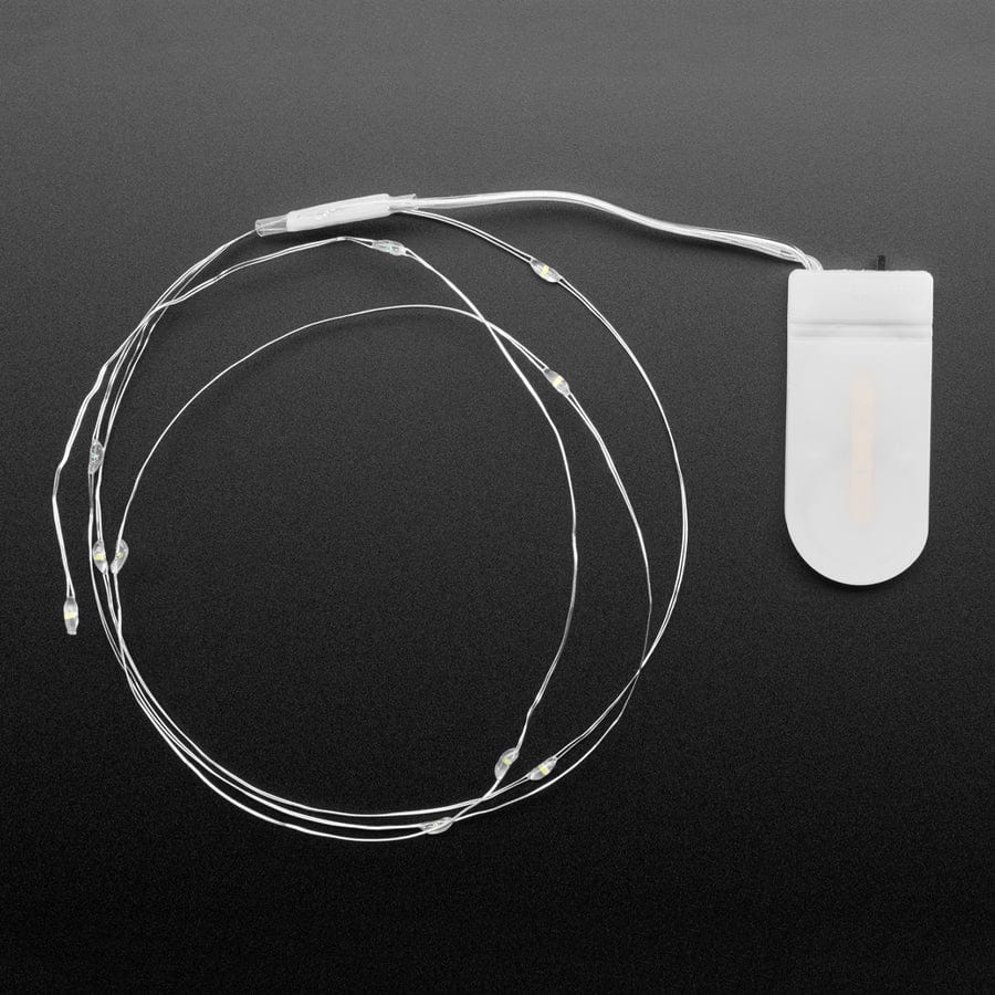Wire Light LED Strand - 12 Cool White LEDs + Coin Cell Holder [discontinued] - Image 3