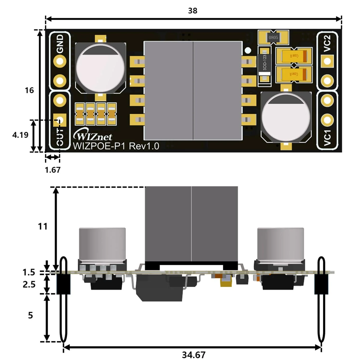 WIZnet WIZPoE-P1 PoE Module - Image 3