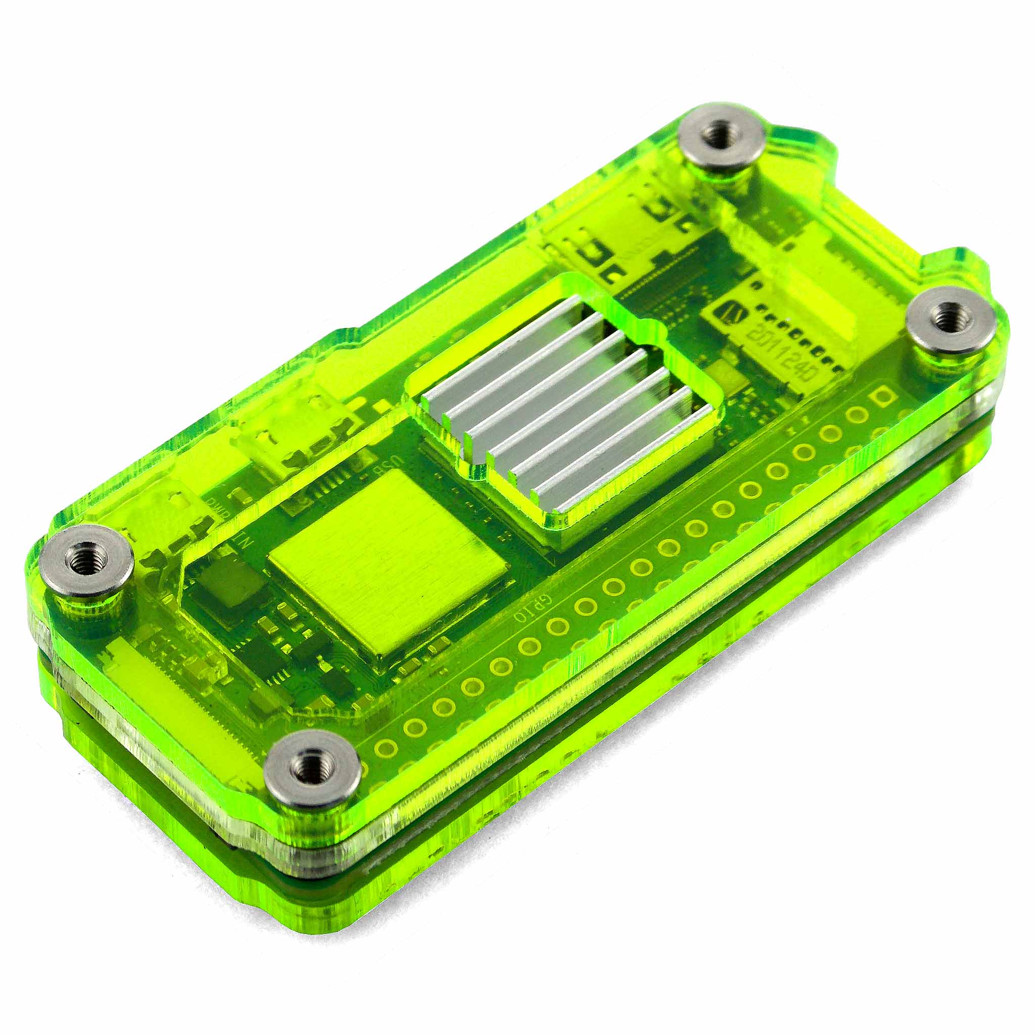 Zebra Zero Heatsink Raspberry Pi Zero 2 Case - Lazer Lime [Discontinued] - Image 2