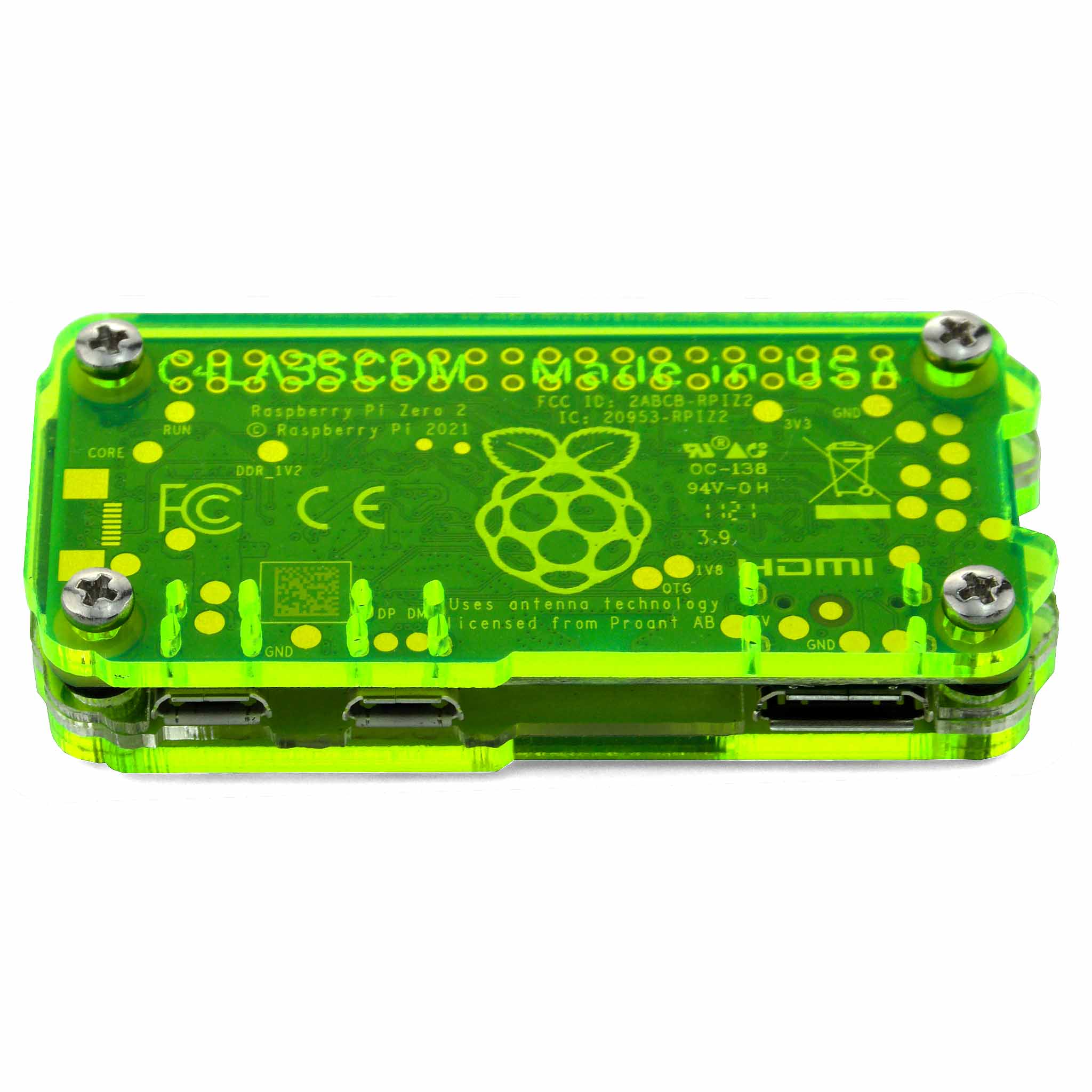 Zebra Zero Heatsink Raspberry Pi Zero 2 Case - Lazer Lime [Discontinued] - Image 4