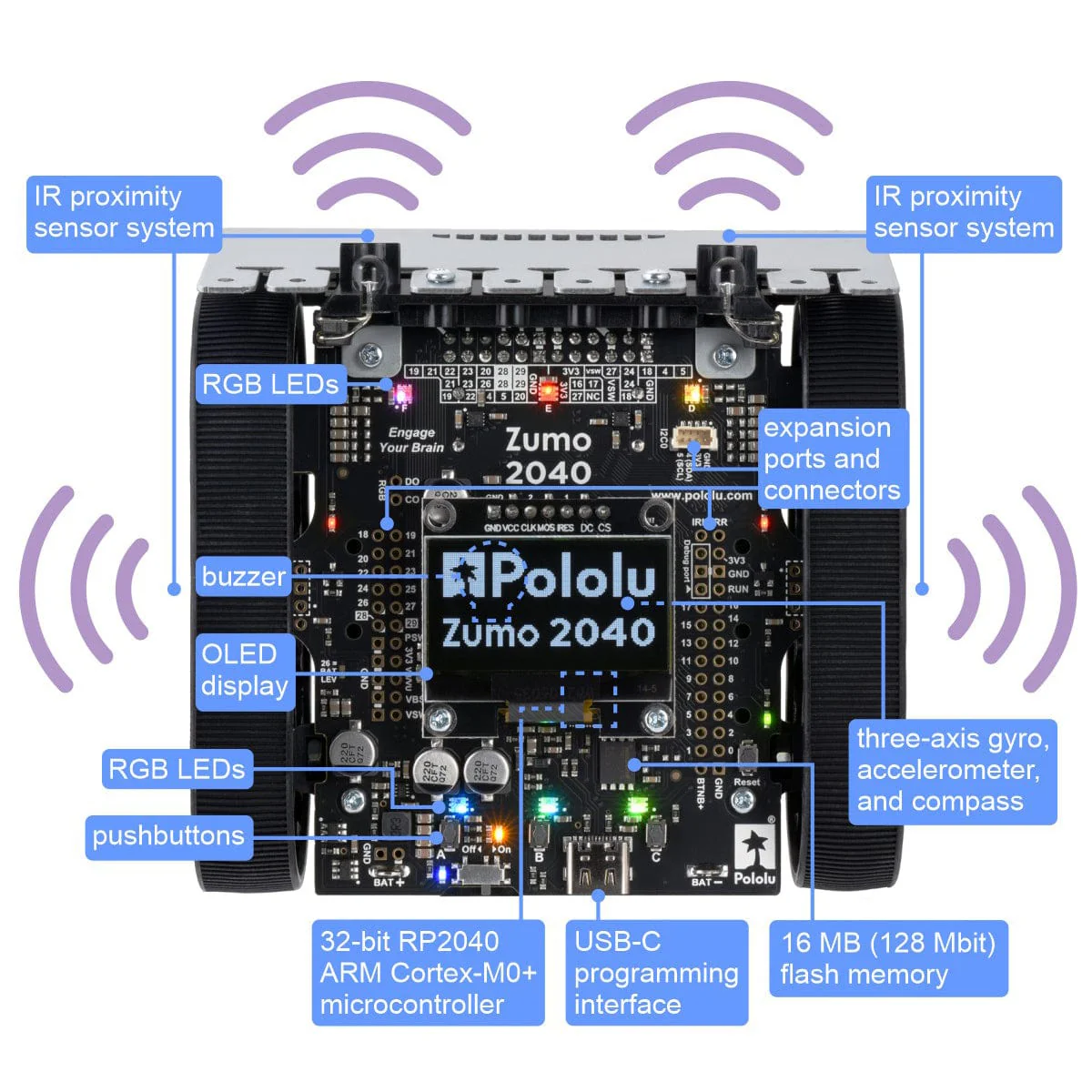 Zumo 2040 Robot (Assembled with 75:1 HP Motors) - Image 7